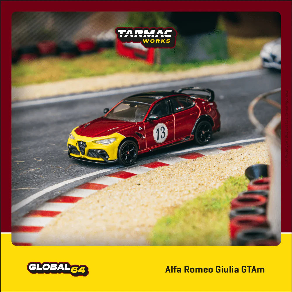 Tarmac Works - Alfa Romeo Giulia GTAm Rouge / Jaune - Échelle 1/64 T64G-TL031-MRY