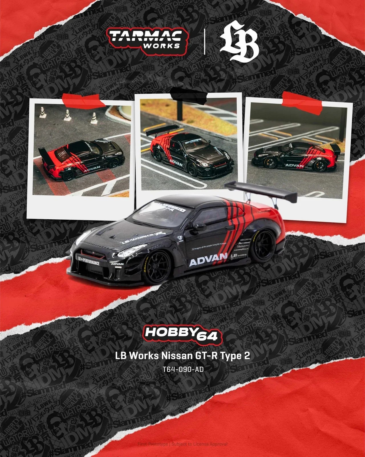 PRE-ORDER] - Tarmac Works - Nissan GT-R (R35) Type 2 Black Advan