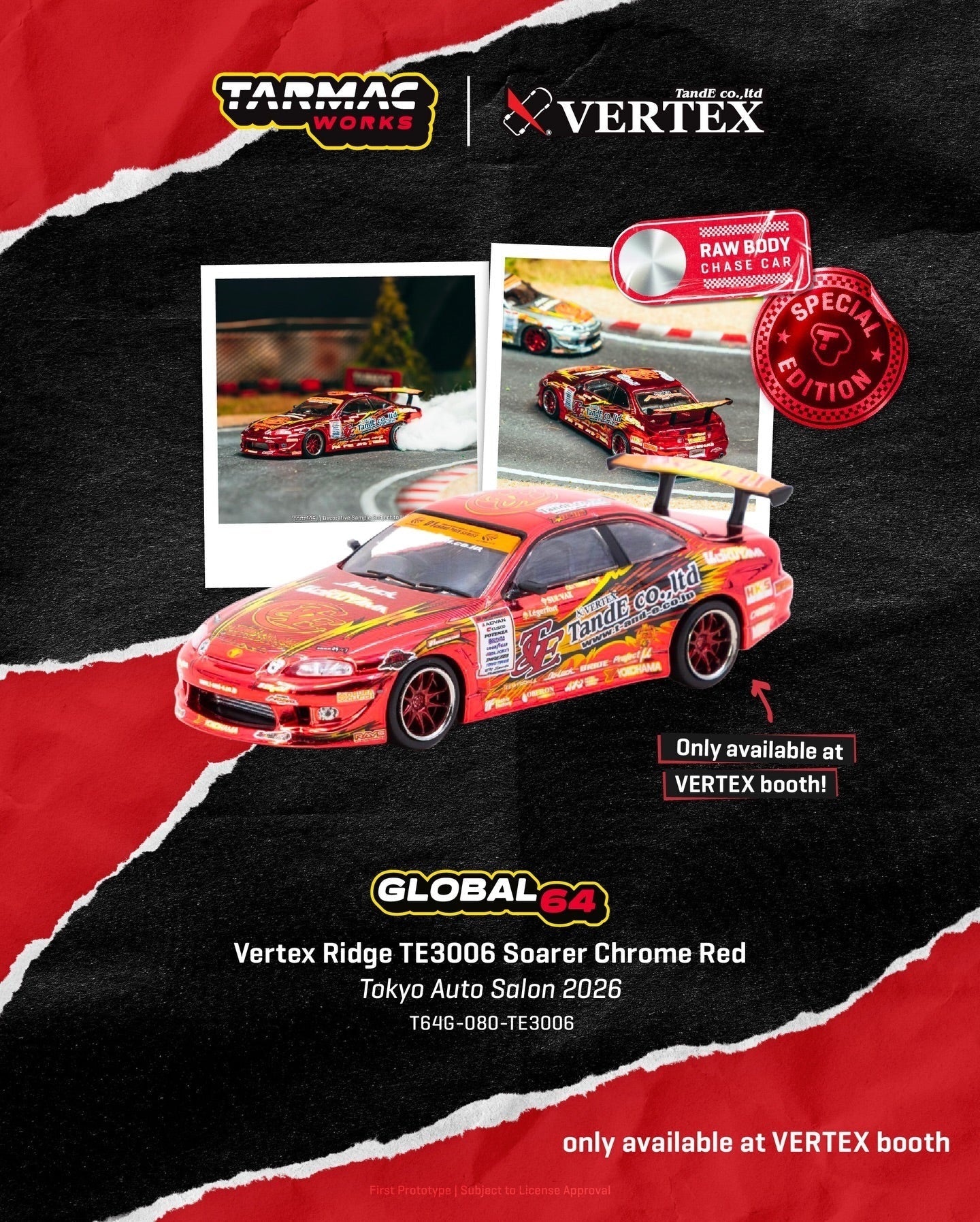 Tarmac Works - Toyota VERTEX Ridge TE3006 Soarer Chrome Red