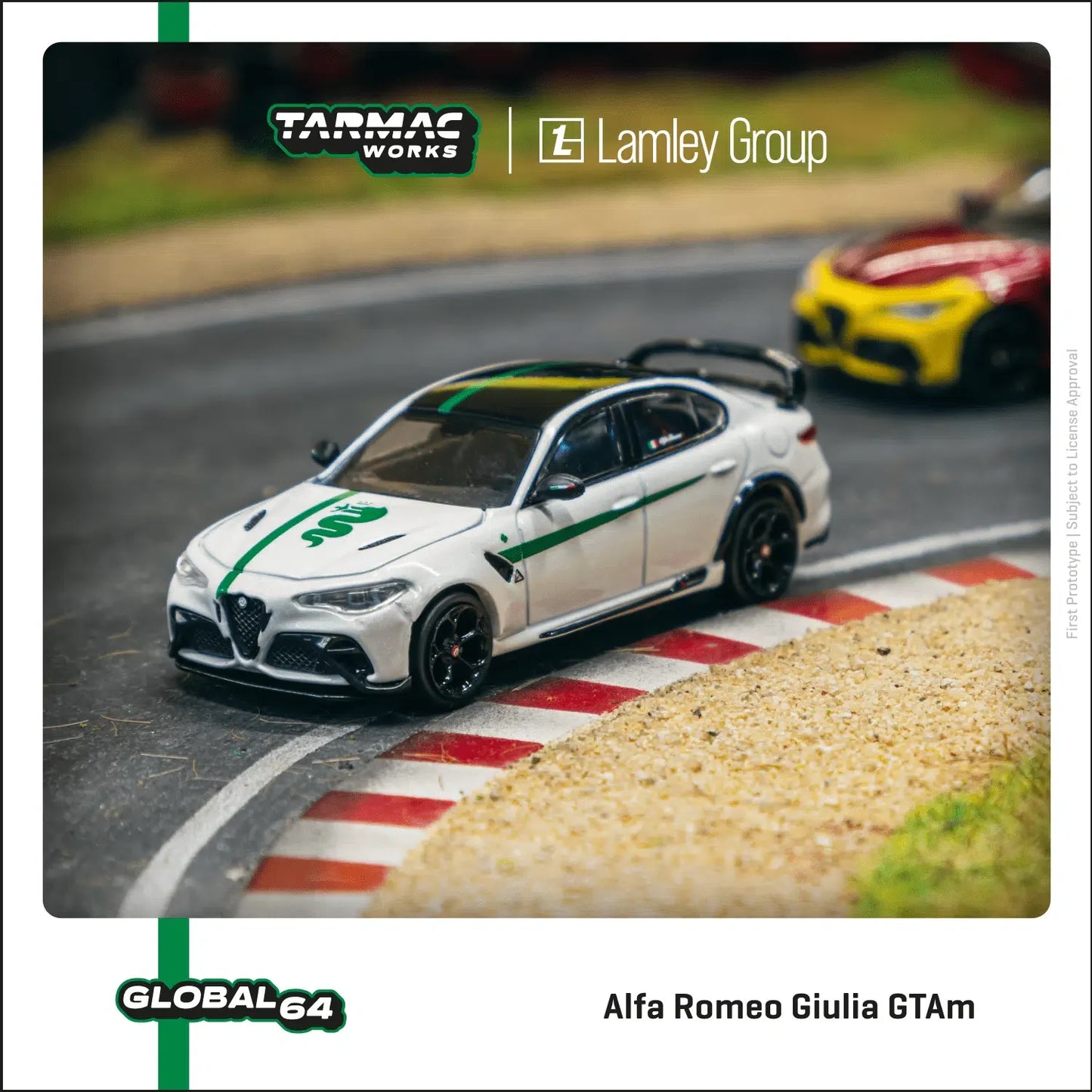 Tarmac Works - Alfa Romeo Giulia GTAm White / Green - Scale 1/64 T64G-TL031-MWG