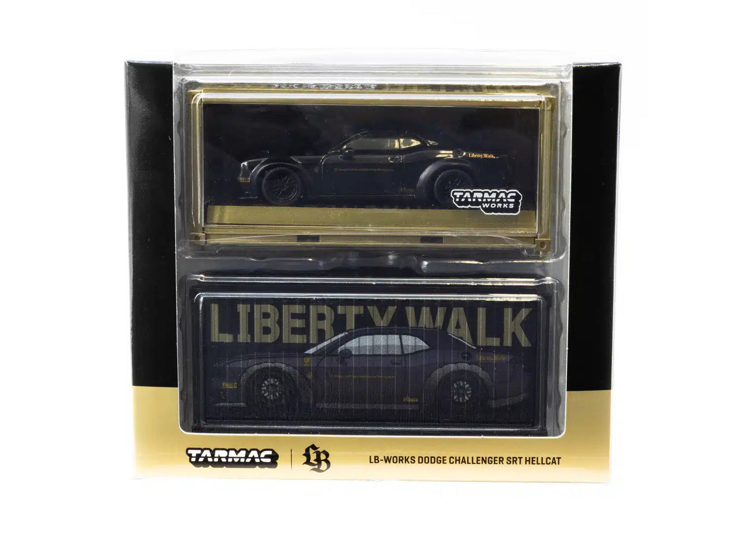 Tarmac Works - LB-WORKS Dodge Challenger SRT Hellcat Black Metallic with 2 containers - GLOBAL64 - Scale 1/64 T64G-TL039-BK