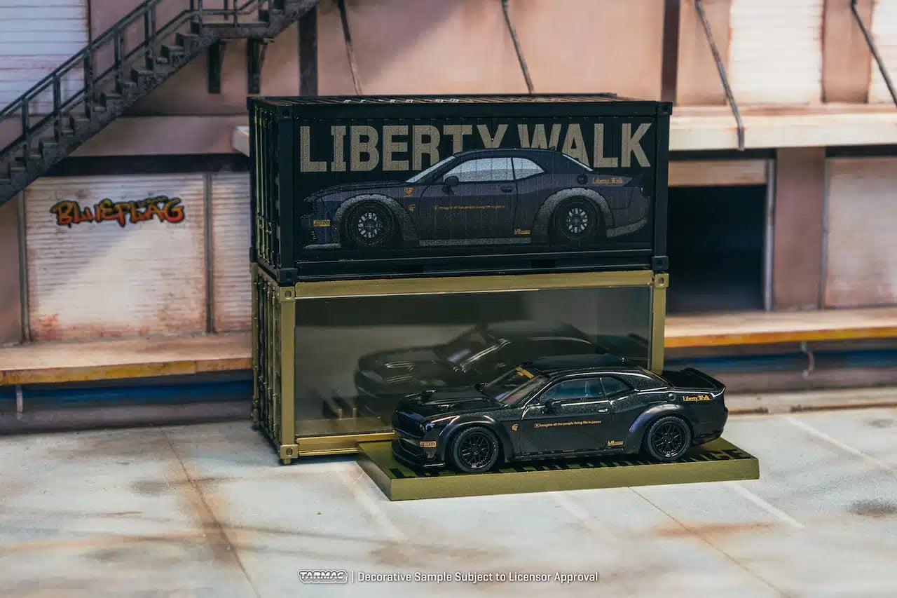 Tarmac Works - LB-WORKS Dodge Challenger SRT Hellcat Black Metallic with 2 containers - GLOBAL64 - Scale 1/64 T64G-TL039-BK