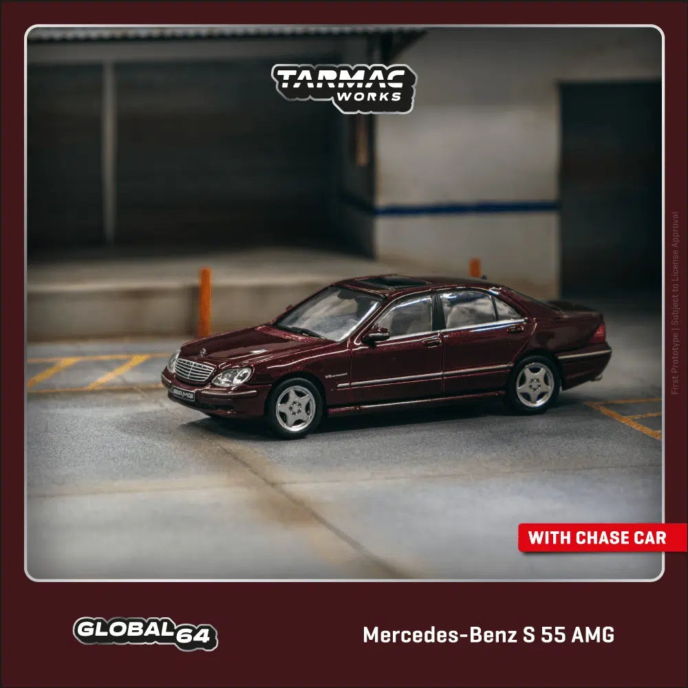 Tarmac Works - Mercedes-Benz S 55 AMG Bordeaux Rouge Métallisé - GLOBAL64 - Échelle 1/64 T64G-072-BO