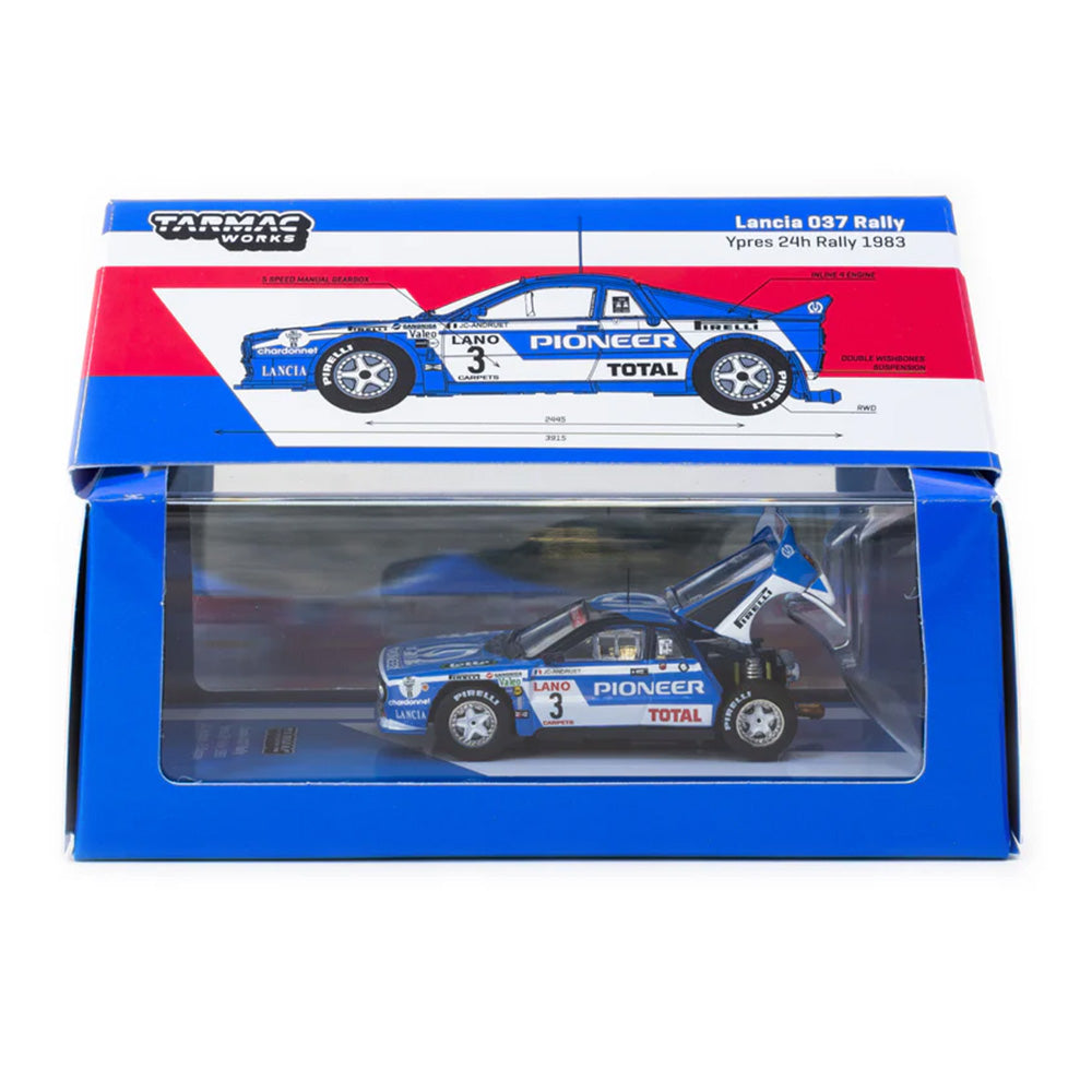 Tarmac Works - Lancia 037 Rally Ypres 24 Hours Rally 1983 - HOBBY64+ - Scala 1/64 T64P-TL002-83YR03