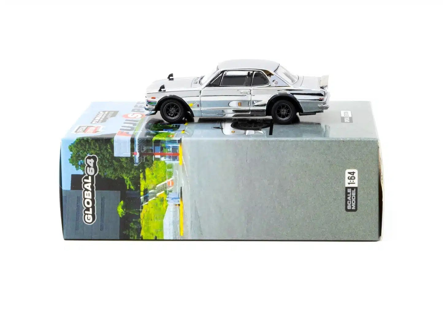 Tarmac Works - Nissan Skyline HT 2000GT-R Silver Chrome « Japan Fuji Speedway Special Ed » Série « Global64 » - Échelle 1/64 T64G-043-SC