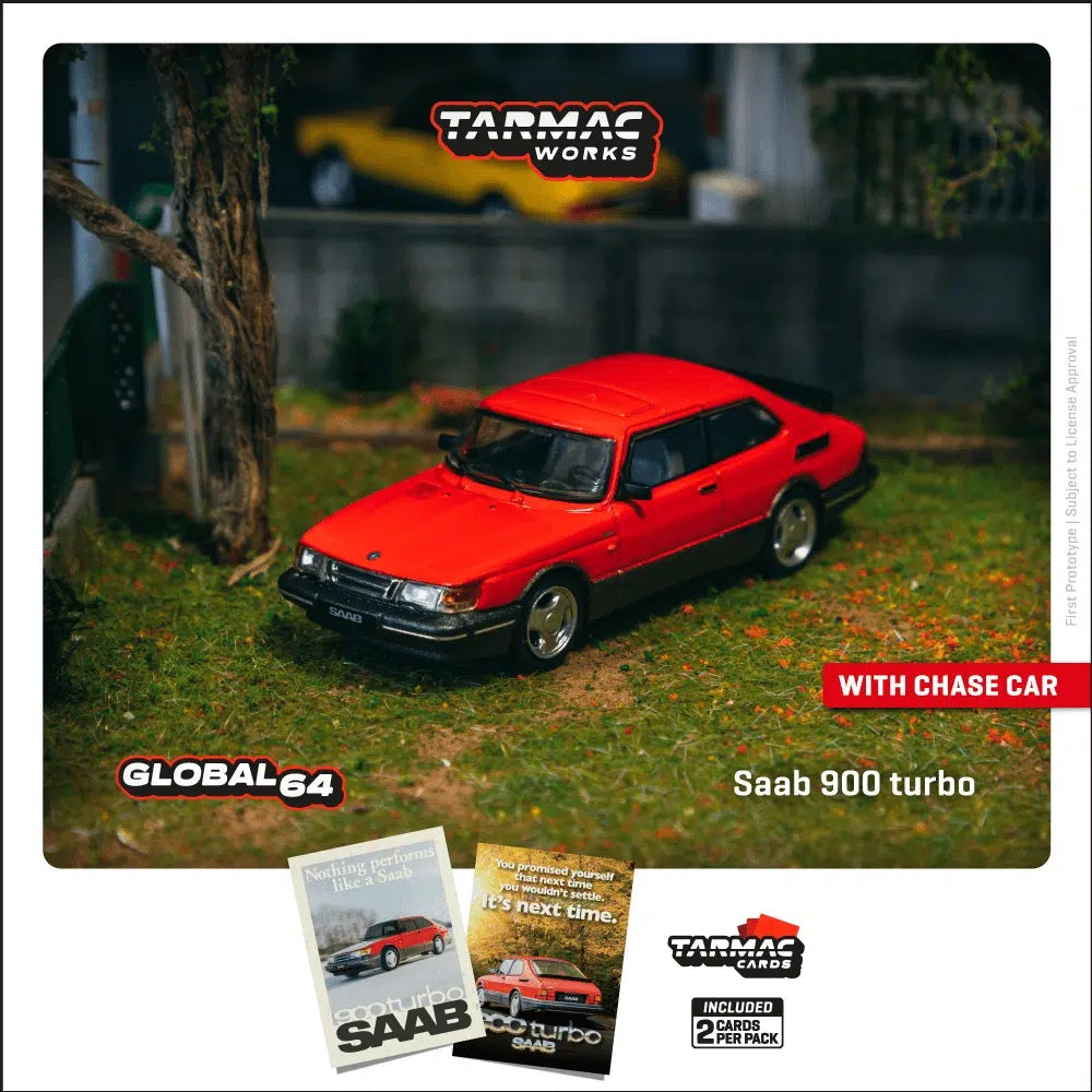 Tarmac Works - Saab 900 Turbo Rouge - GLOBAL64 - Échelle 1/64 T64G-056-RE