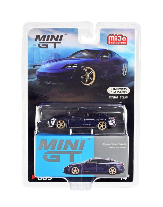Mini GT - Porsche Taycan Turbo S Bleu Gentiane Métallisé Exclusivités MiJo - Échelle 1/64 MGT00339-MJ