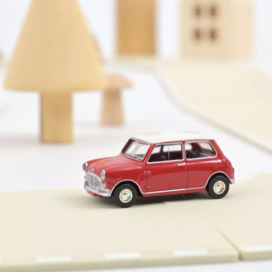 Norev - Mini Cooper S 1964 Tartan Rouge et Toit Blanc - Échelle 1/64 environ