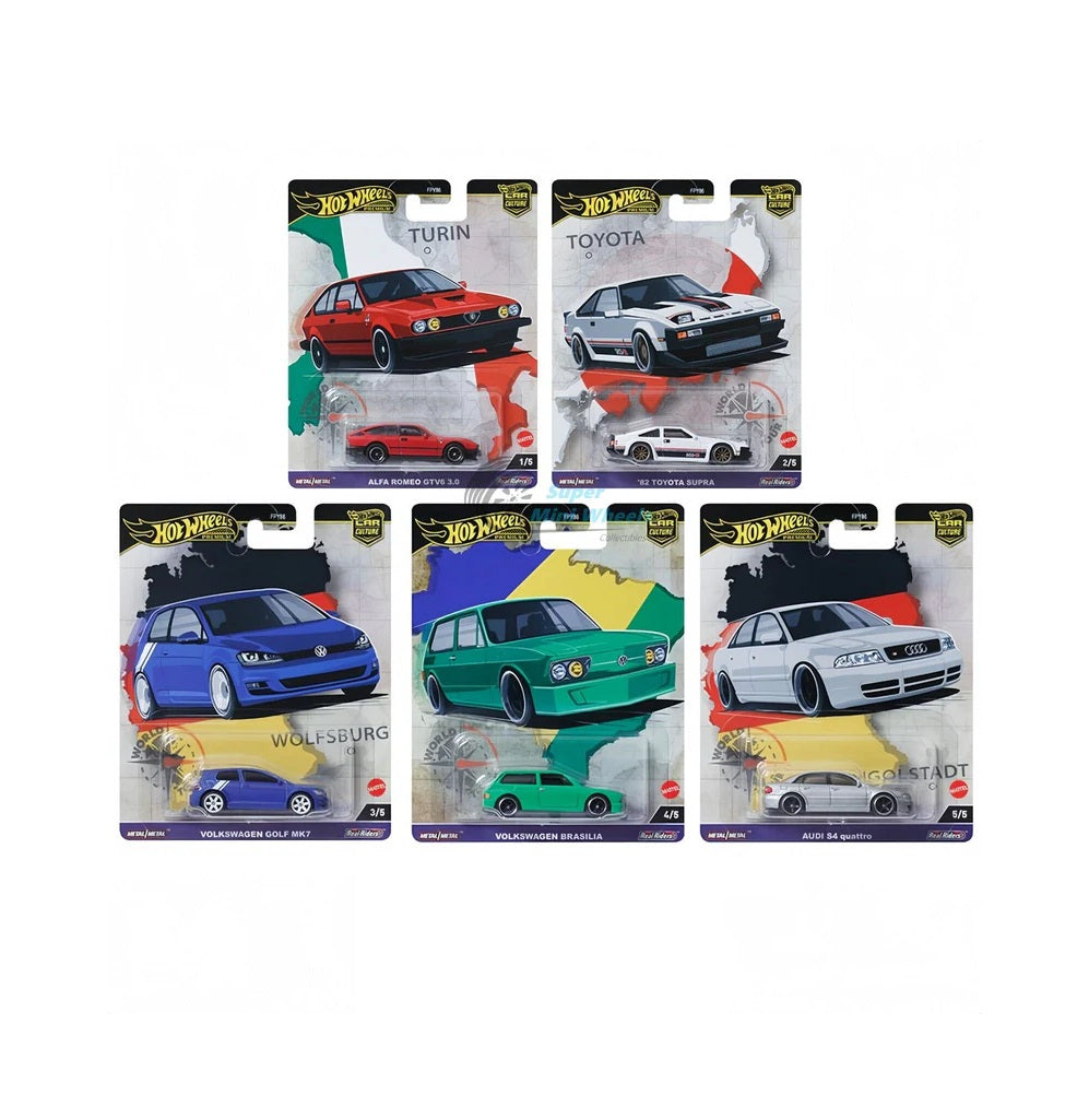 Hot Wheels Premium Car Culture World Tour 2024 Release A - Coffret de 5 véhicules - Échelle 1/64