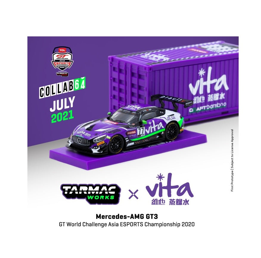 Travaux sur asphalte - Mercedes-AMG GT3 GT World Challenge Championnat d'Asie ESPORTS 2020 Frank Yu - Échelle 1/64 T64-008-WATER