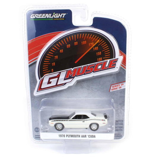 Greenlight Collectibles - 1970 Plymouth AAR 'Cuda Alpine White - GL Muscle Series - 1/64 Scale