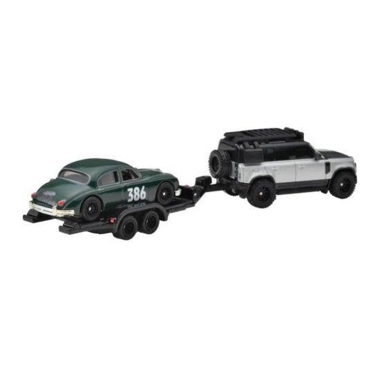 Hot Wheels Premium - Jaguar MK1 + Land Rover Defender 110 - Series Car Culture Team Transport - Scale 1/64
