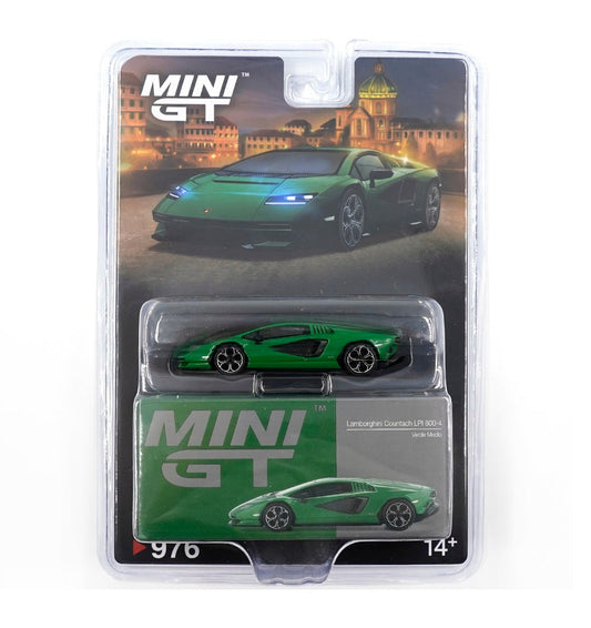 Mini GT - Lamborghini Countach LPI 800-4 Verde Medio 2022 - Scale 1/64 MGT00976-BL Blister Packaging