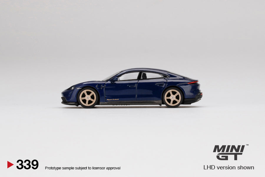 Mini GT - Porsche Taycan Turbo S Gentian Blue Metallic MiJo Exclusives - Scale 1/64 MGT00339-MJ