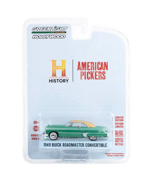 Greenlight - 1949 Buick Roadmaster Convertible Green with Tan Soft Top "American Pickers" - 1/64 Scale Hollywood Series