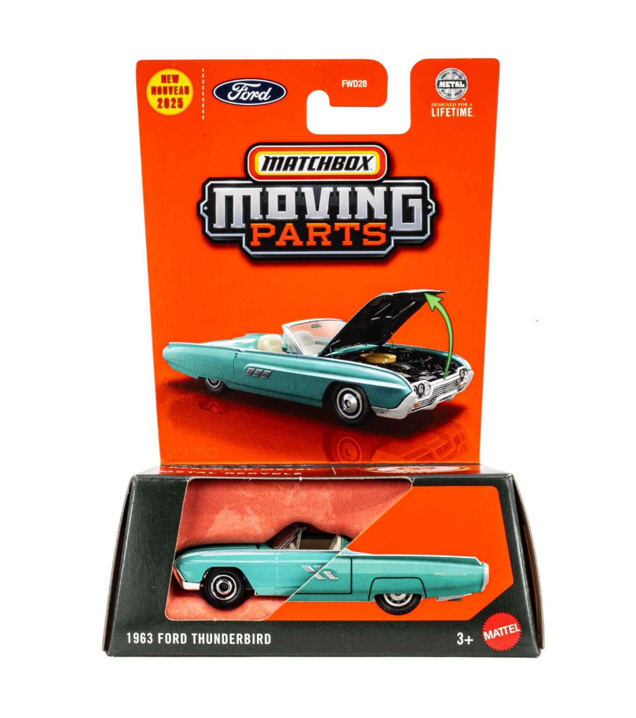 Matchbox - Ford Thunderbird 1963 - Pièces mobiles - Échelle 1/64 environ