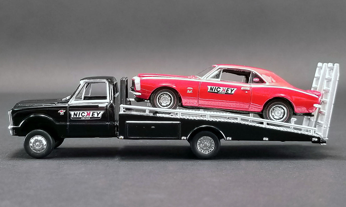 1967 Chevrolet C-30 Ramp Truck Black with 1967 Chevrolet Camaro Red "Nickey Performance" - Acme Diecast - Scala 1/64