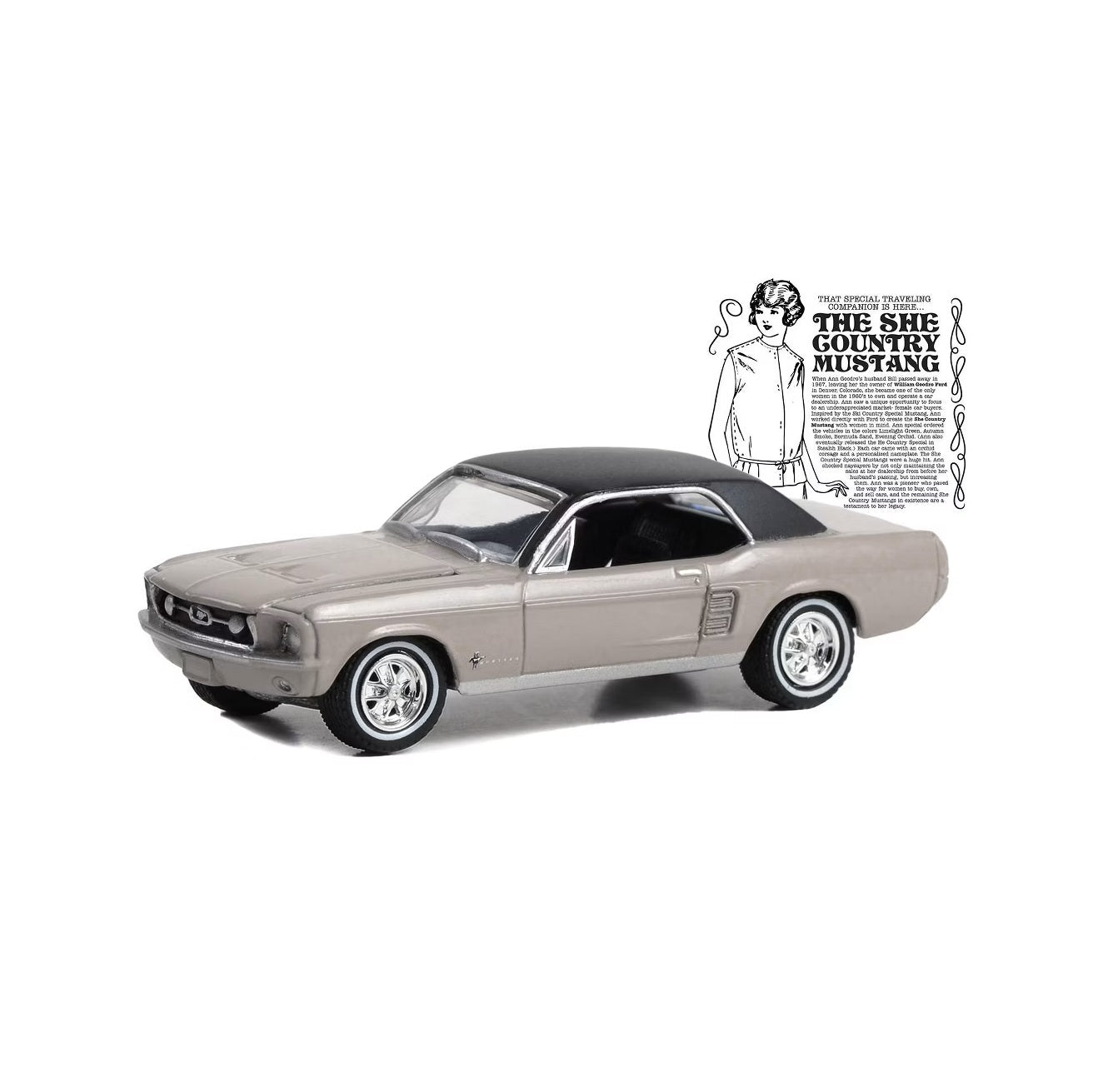Greenlight Collectibles - 1967 Ford Mustang Coupe "She Country Special" Autumn Smoke Goodro Ford - Hobby Exclusive - Scala 1/64