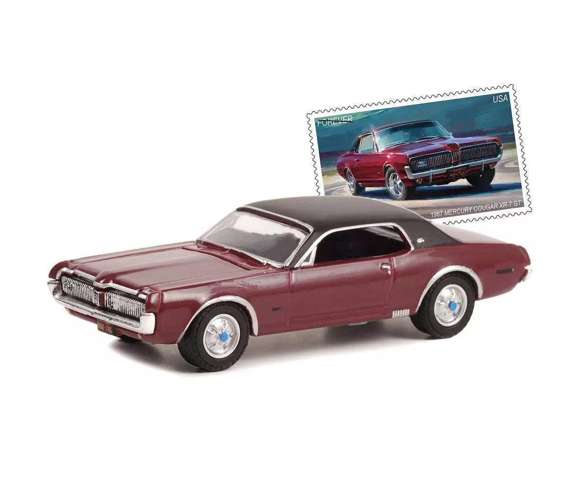Greenlight - 1967 Mercury Cougar XR-7 GT Dark Red with Black Top USPS Hobby Exclusive - Scale 1/64