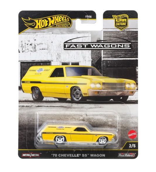 Hot Wheels Premium - '70 Chevrolet Chevelle SS Wagon Yellow Fast Wagons Series - Series Car Culture - Scala 1/64