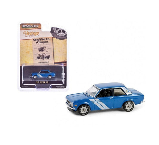 Greenlight Collectibles - 1972 Datsun 510 Blue Vintage AD Cars - Scale 1/64