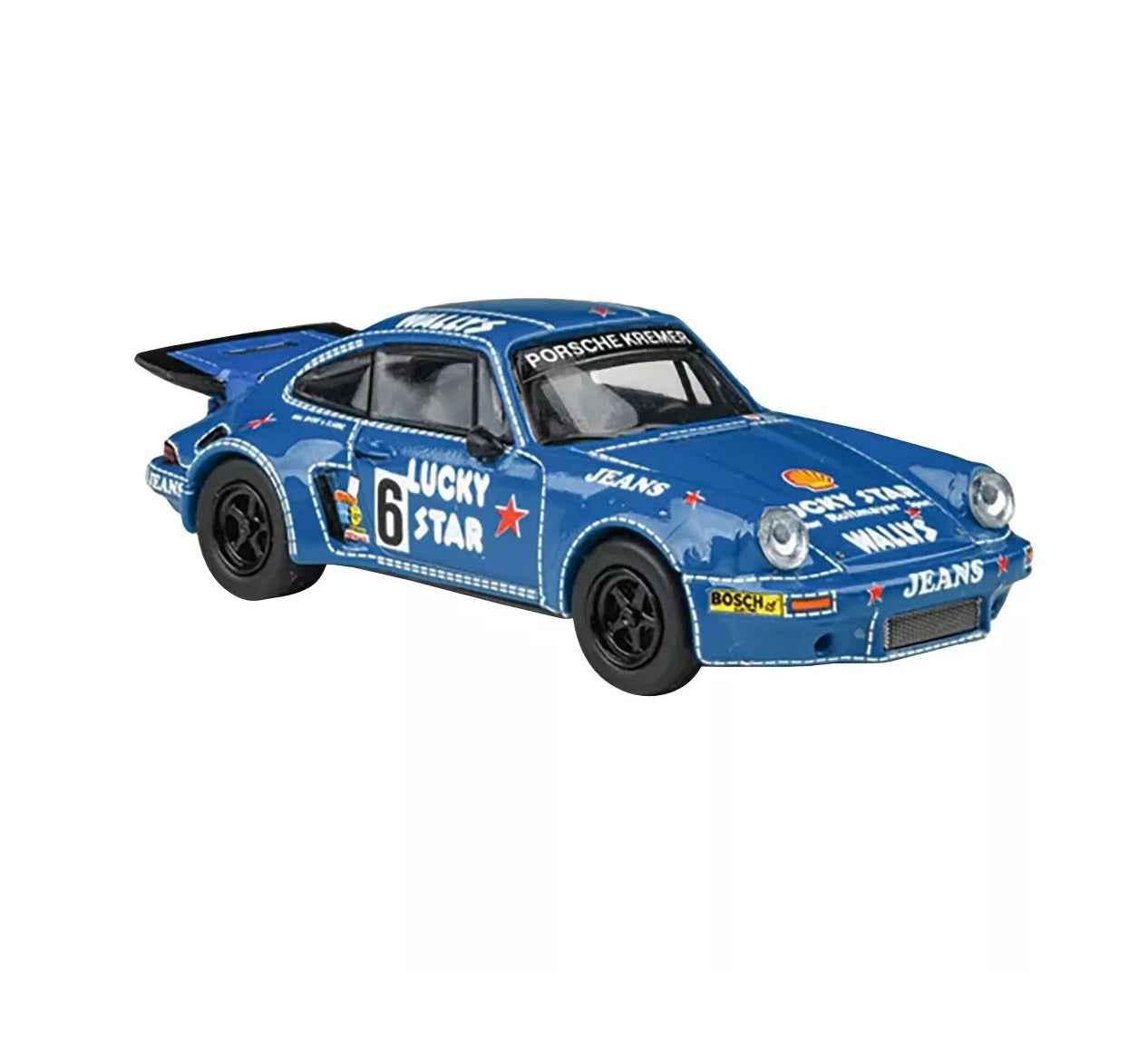 Para64 - 1975 Porsche 911 Carrera RSR 3.0 #6 "Kremer Racing - Wallys Jeans" Blue - Scale 1/64