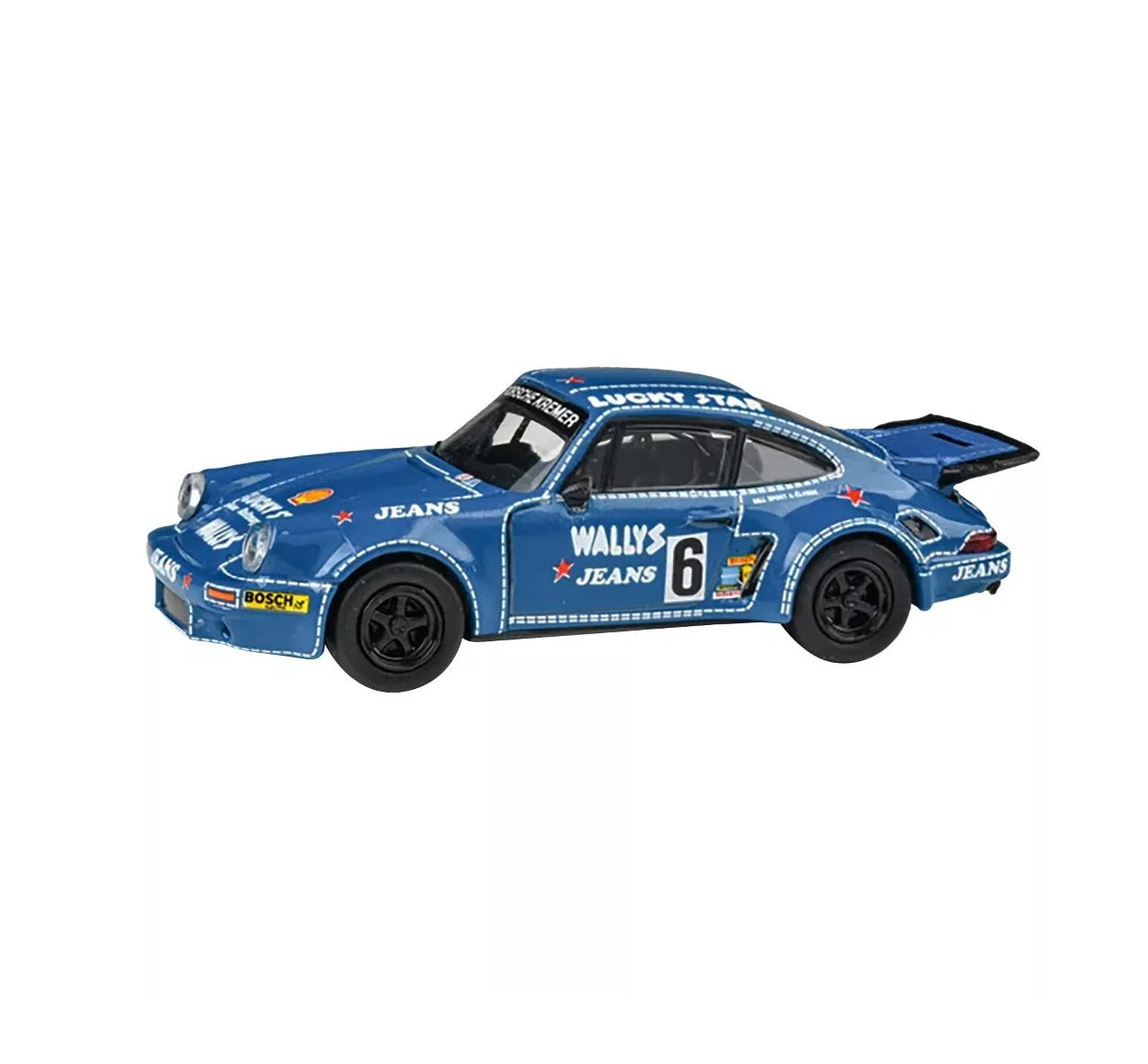 Para64 - 1975 Porsche 911 Carrera RSR 3.0 #6 "Kremer Racing - Wallys Jeans" Blue - Scale 1/64