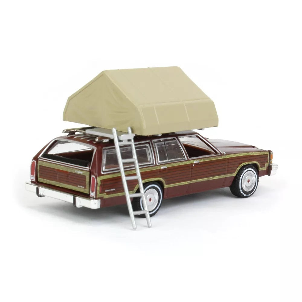 Greenlight - 1979 Ford LTD Country Squire with Cartop Sleeper Tent Great Outdoors Series - Scale 1/64