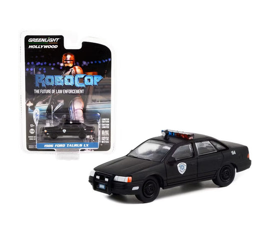 Greenlight - 1986 Ford Taurus LX Matt Black "Detroit Police" "RoboCop" (1987) Movie - Hollywood Series - Scale 1/64