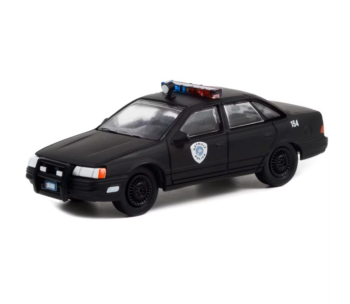 Greenlight - 1986 Ford Taurus LX Matt Black "Detroit Police" "RoboCop" (1987) Movie - Hollywood Series - Scale 1/64