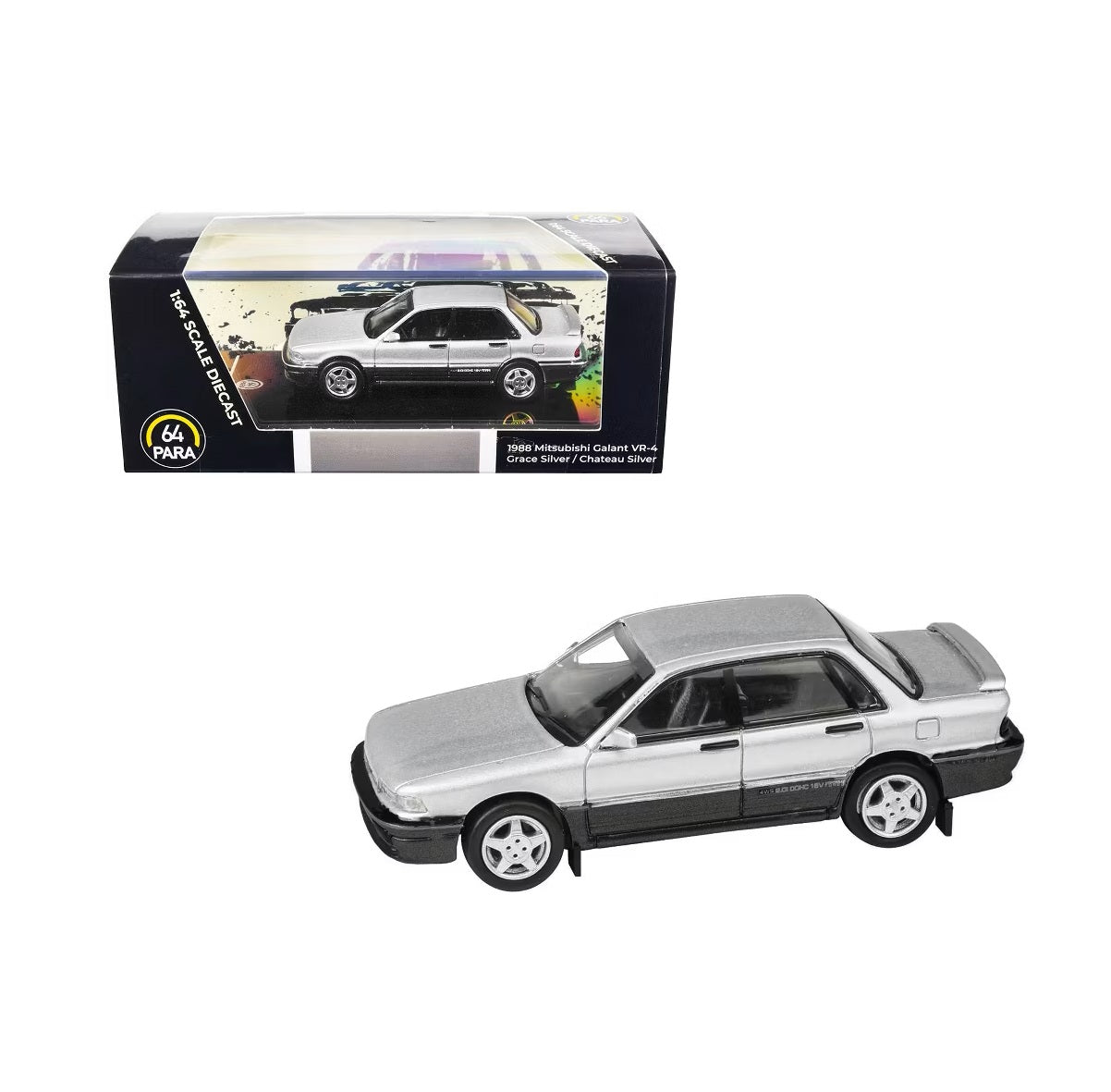 Para64 - S1988 Mitsubishi Galant VR-4 Grace Silver LHD - Scale 1/64