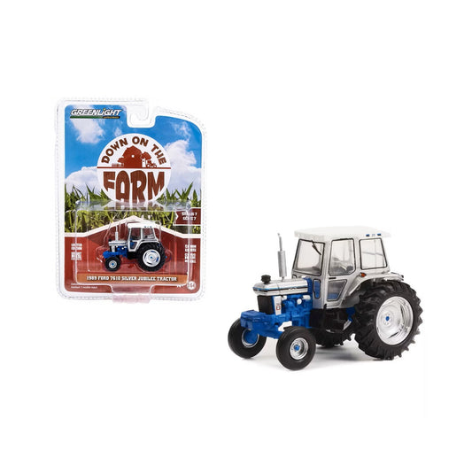 Greenlight Collectibles - 1989 Ford 7610 Silver Jubilee Tractor - Down on the Farm Series - 1/64 Scale