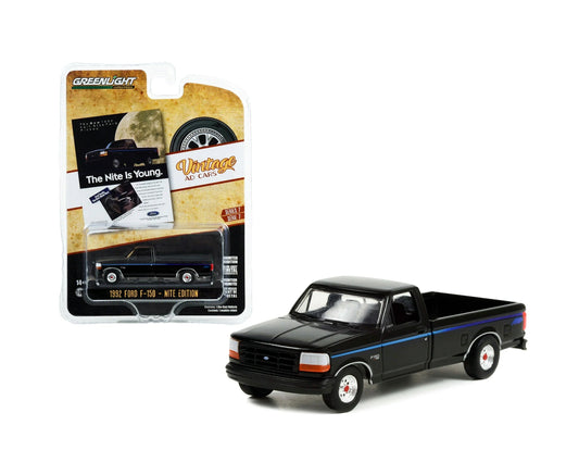 Greenlight - 1992 Ford F-150 Nite Edition Pickup Black Vintage AD Cards - Scale 1/64