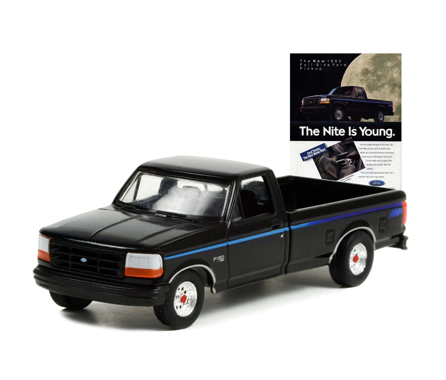 Greenlight - 1992 Ford F-150 Nite Edition Pickup Black Vintage AD Cards - Scale 1/64