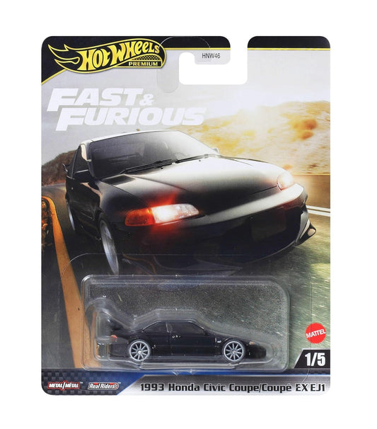 Hot Wheels Premium - 1993 Honda Civic Coupe EX EJ1 Fast & Furious - 1/64 Scale