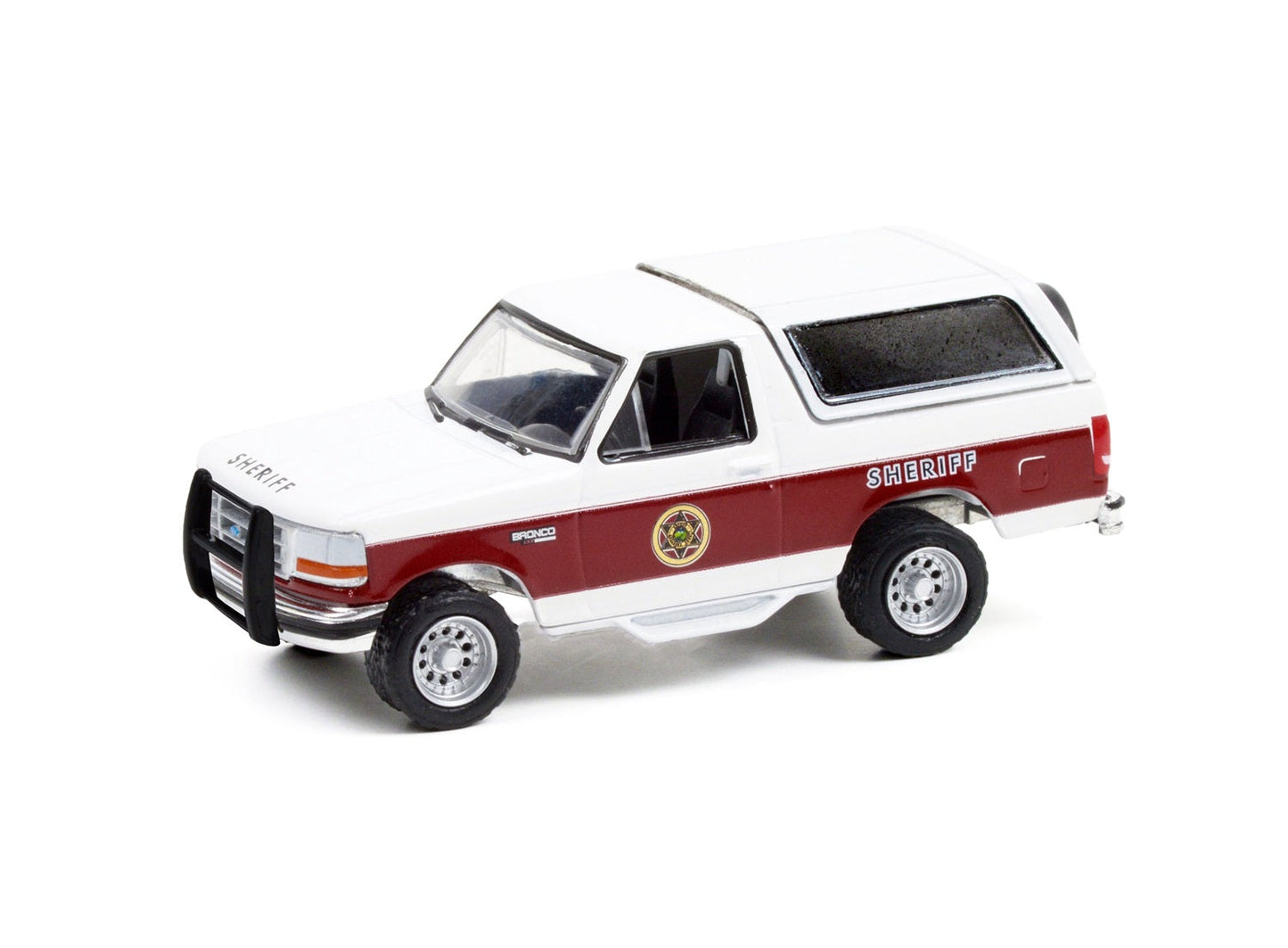 Greenlight - 1994 Ford Bronco XLT White &amp; Burgundy "Absaroka County Sheriff's Dept." Hobby Exclusive - Scale 1/64