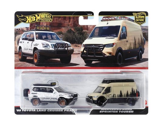 Coffret de 2 voitures : Toyota Land Cruiser '05 + Mercedes Sprinter Tourer - Hot Wheels Premium - Échelle 1/64