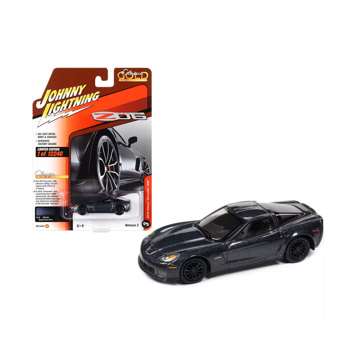 Johnny Lightning - 2012 Chevrolet Corvette Z06 Supersonic Blue Metallic "Classic Gold Collection" - Scale 1/64