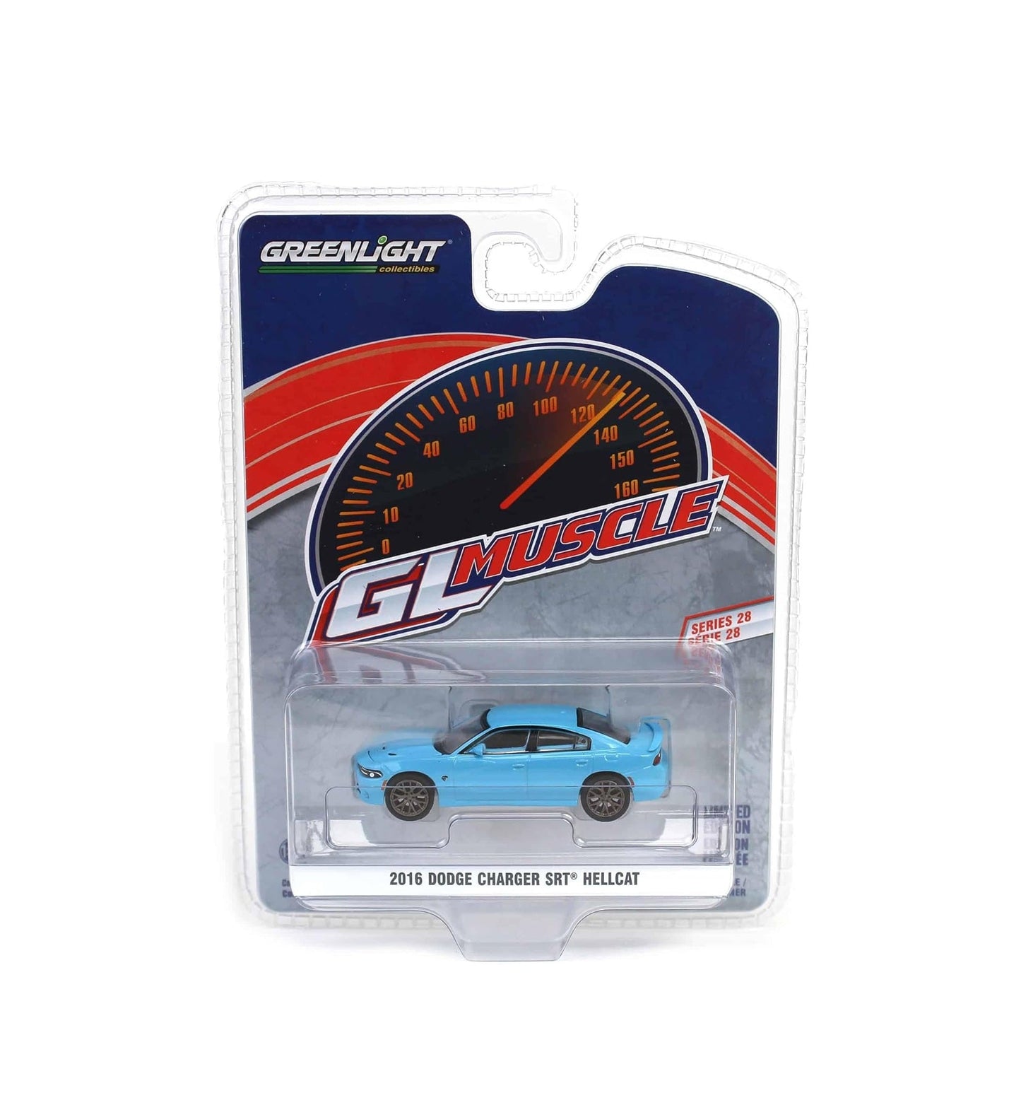 Greenlight Collectibles - 2016 Dodge Charger SRT Hellcat Light Blue - GL Muscle Series - 1/64 Scale