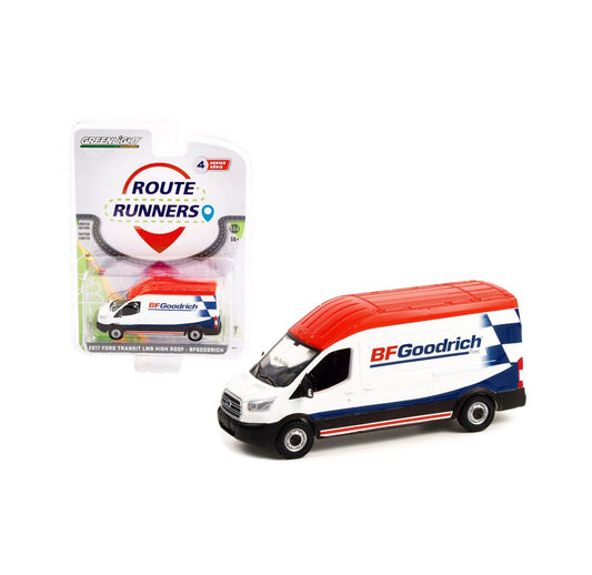 Greenlight Collectibles - 2017 Ford Transit LWB High Roof Van "BFGoodrich" - Route Runners - Scale 1/64