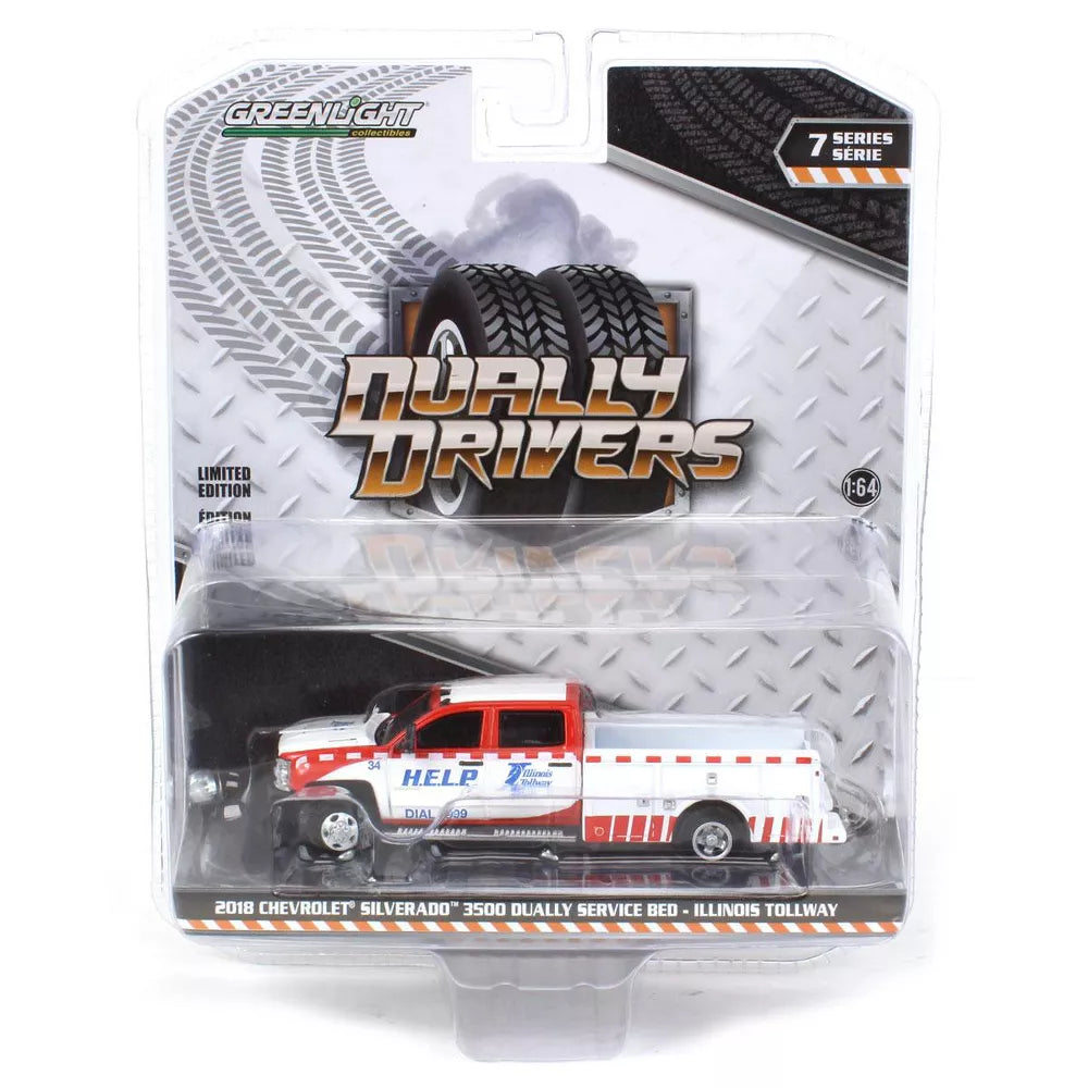 Greenlight - 2018 Chevrolet Silverado 3500 Service Bed Illinois Tollway - Dually Drivers Series - Scale 1/64