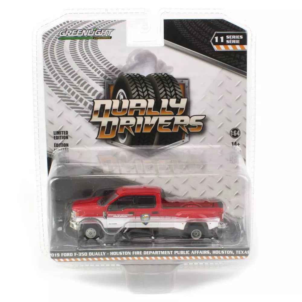 Greenlight - 2019 Ford F-350 Dually Pickup Truck Houston Fire Department - Dually Drivers Series - Scale 1/64