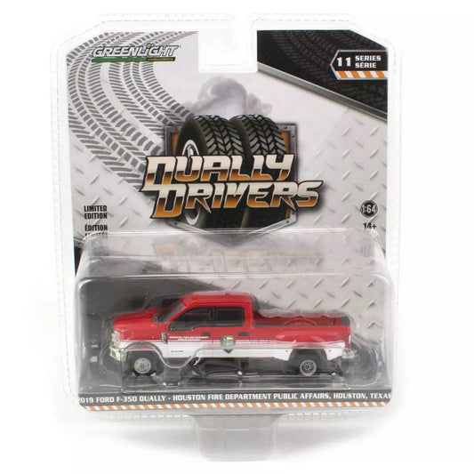 Greenlight - 2019 Ford F-350 Dually Pickup Truck Houston Fire Department - Dually Drivers Series - Scale 1/64