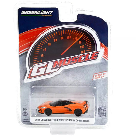 Greenlight - 2021 Chevrolet Corvette Stingray Convertible Orange - GL Muscle Series - Greenlight - Scala 1/64