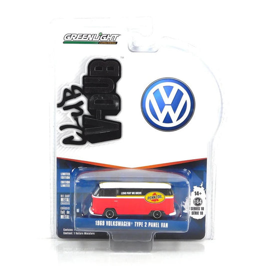 Greenlight - 1969 Volkswagen Type 2 Panel Van Penzoil - Club V-Dub - Scale 1/64
