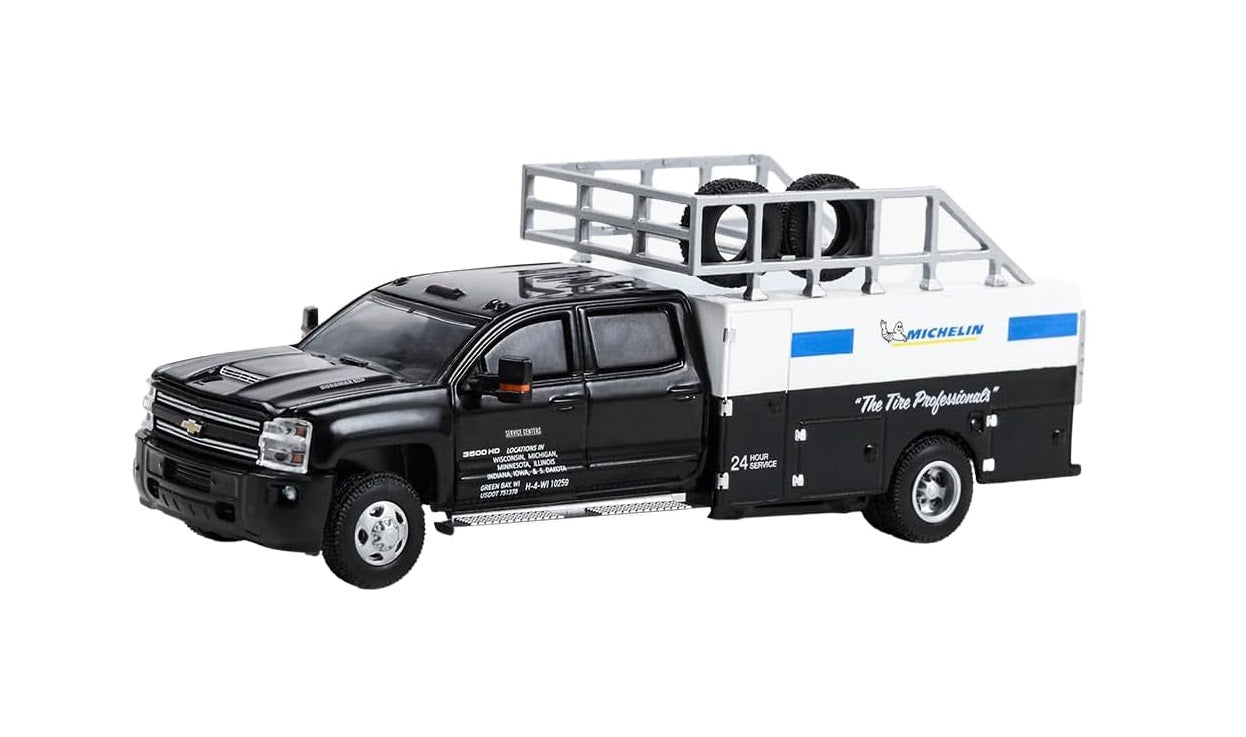 Greenlight - 2018 Chevrolet Silverado 3500 Dually Tire Service Truck Michelin - Dually Drivers Series - Scala 1/64