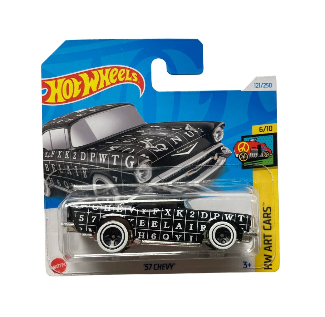Hot Wheels - '57 Chevy Black - HW Art Cars 6/10 - Scale 1/64 Approximately
