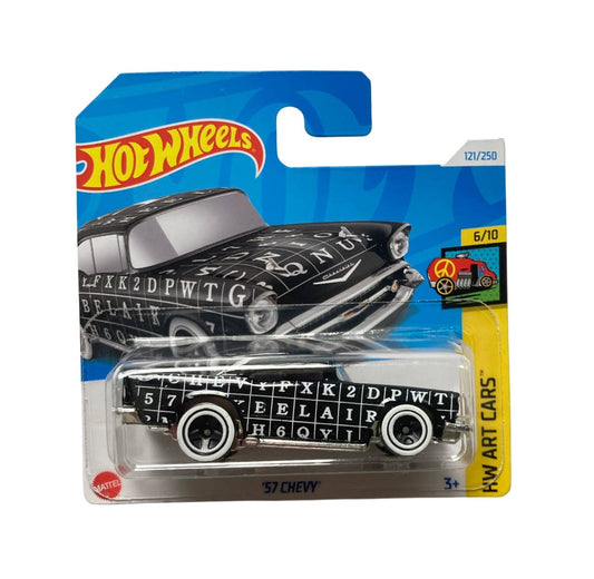 Hot Wheels - '57 Chevy Black - HW Art Cars 6/10 - Scale 1/64 Approximately