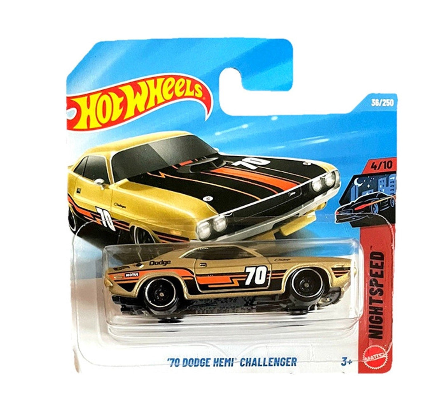 Hot Wheels - '70 Dodge Hemi Challenger Gold - HW Nightspeed 4/10 - Scala 1/64 Circa