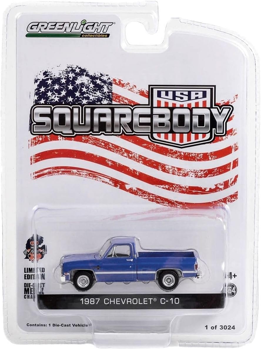 Greenlight - 1987 Chevy C-10 Pickup Truck Blue Squarebody - Scala 1/64